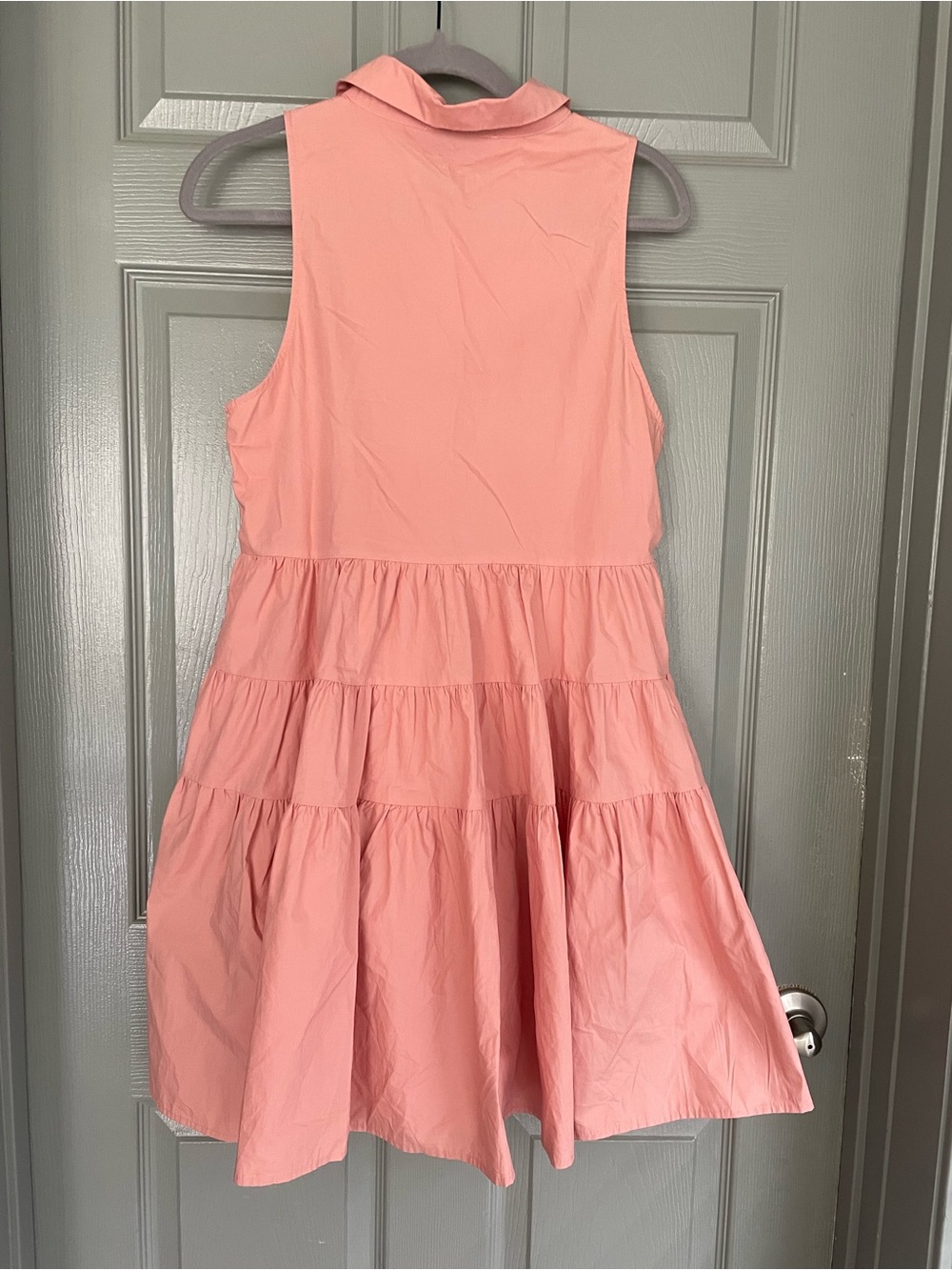 En Saison Women’s Sleeveless Peach Tiered Shirt Dress Button Up Size Small - Picture 2 of 7